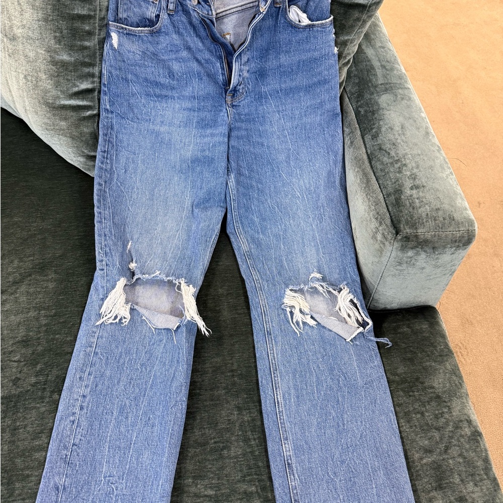 Abercrombie & Fitch Light Blue Ripped Straight Leg Jeans